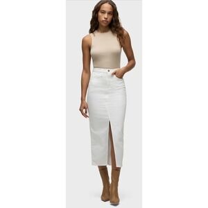 Hudson Jeans White Midi Pencil Skirt with Front Slit